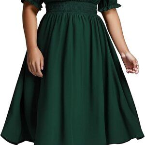 Women's Plus Size Midi Dress V Neck Short Sleeve Boho Elegant Wedding Party